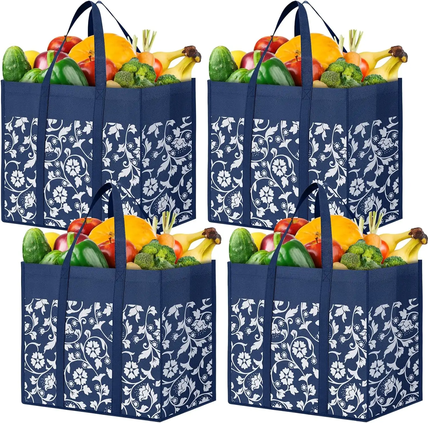 Heavy duty custom reusable eco-friendly pp non woven fabric long handle supermarket shopping tote bag with logo print