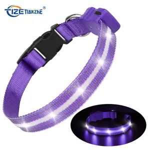 Best Seller Type-C Usb Luminous Led Dog Collar Usb Rechargeable Led Light Up Dog Pet Collar