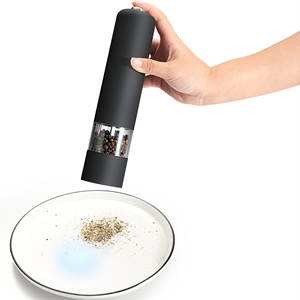 Molinillo de pimienta eléctrico creativo con cuchilla de acero inoxidable, carcasa de plástico y control de perilla para uso en la cocina. - Product Image 1