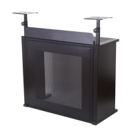 UD101 Table de DJ professionnelle, façade de cabine DJ portable en acier avec sacs de transport, pliable, blanc et noir