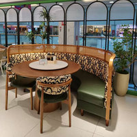 Ensemble de sièges de restaurant commercial, canapé moderne, table et chaises pour café, hôtel, bar, meubles en bois massif et en cuir