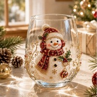 Verre à whisky 3D sculpté en forme de bonhomme de neige fantaisie pour les célébrations hivernales, idéal pour la décoration intérieure