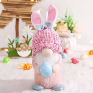 Easter Faceless Bunny <b>Light</b>-up Figurine Party Decoration Bunny Ears Holding <b>Egg</b> Dwarf Figurine Desktop Ornament - Product Image 2