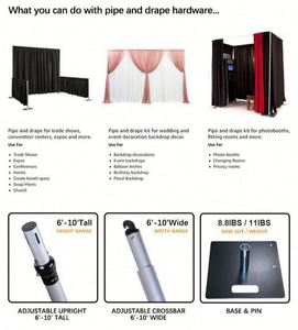 Pipe and Drape 6ft-20ft Adjustable BackDrop Curtain Wall KitWholesale Pipe and Drape Hardware <b>Kits</b> for Events Conventions - Product Image 5