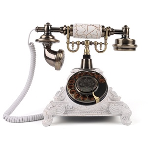 <span class=keywords><strong>Telefono</strong></span> Fisso Retrò Stile Europeo Modello 8305, <span class=keywords><strong>Telefono</strong></span> Antico per Hotel/Aziende Bianco/Bronzo con Vivavoce e Riconnessione - Product Image 1