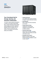   Serveur NAS DiskStation DS425+ à 4 baies, Intel Celeron J4125, 2 Go DDR4, 2x emplacements M.2 NVMe, stockage réseau 2,5 GbE