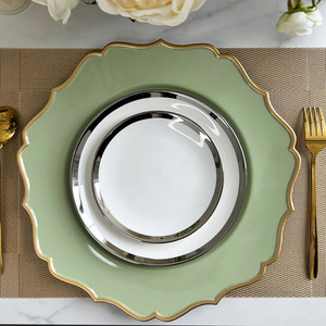 Décoration de mariage et de noël dessous plates de dîner de luxe plate de recharge en plastique sage pour la maison - Product Image 4