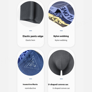 Wholesale Men's Large Size <b>Boxer</b> Briefs Breathable No Fly Pouch Sport Underwear with Logo on Waist for Fat Men with Long Legs - Product Image 3