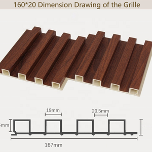 Tablero de pared compuesto de plástico de <span class=keywords><strong>madera</strong></span> duradero y resistente al desgaste revestimiento de pared WPC impermeable para el hogar para decoración de interiores - Product Image 5