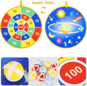 RTS Double-Sided <strong>Dart</strong> <strong>Board</strong> with Hook &amp; 9 Sticky Balls <strong>Board</strong> Games Learning Gifts for 3+-Year-Old Kid - Product Image 4