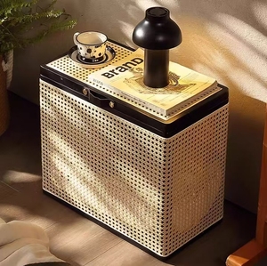 Noordse Wabi Sabi stijl meubels massief houten rotan opbergbox grote geweven opbergmand met deksel geweven mand opbergmand - Product Image 5