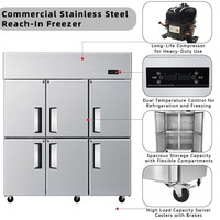Refrigerador/Congelador Comercial Vertical de Doble Temperatura, Acero Inoxidable, Enfriamiento Directo, Personalización OEM para Cocina de Restaurante