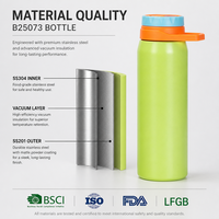 Bouteille d'eau isotherme en acier inoxydable 24/32 oz avec logo personnalisé, couvercle à bec verseur et paille, anti-fuite, gourde de sport, cadeau de Noël