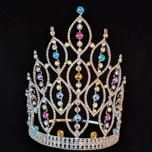 8 Zoll große hohe Strass Festzug Crown King Tiara