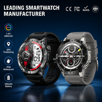 Montre connectée GPS pour hommes, AMOLED, étanche IP68, moniteur de fréquence cardiaque, suivi d'activité, montre connectée de sport, montre de sport d'extérieur, appels GPS