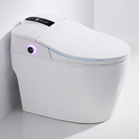 Bidet intelligent carré japonais en céramique - Capteur radar, siège chauffant, télécommande, à poser au sol, siphon en P, double chasse d'eau - Nouvelle Offre