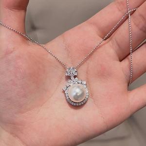 S925 Pure <b>Silver</b> French Retro Shell Pendant <b>Necklace</b> <b>for</b> <b>Women</b> High-End Oval Rose Collarbone <b>Chain</b> with Pearl - Product Image 3