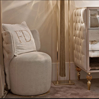 Vente en gros de tabouret de courtoisie en tissu simple chaise de maquillage pivotante de luxe légère de style américain pour chambre à coucher moderne pour le salon