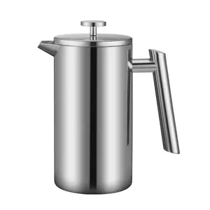 LEYING 35Oz 1000Ml Travel Sliver Schwarz French Press Doppel wand 304 SS French Press Kaffee maschine Edelstahl