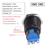 Interrupteur de démarrage de voiture à bouton-poussoir 19MM, étanche IP67, à réinitialisation automatique, 24 Volts, interrupteur à bouton-poussoir