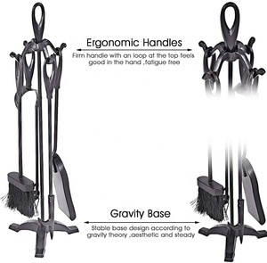 Ensemble d'outils classiques <span class=keywords><strong>pour</strong></span> foyer avec pinces <span class=keywords><strong>à</strong></span> <span class=keywords><strong>bois</strong></span> et support, 27,8 pouces, 5 pièces - Product Image 3