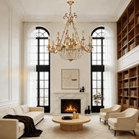 Lustre en cristal traditionnel français pour hôtel, villa, salon, luxe, vintage, classique, en laiton massif, luminaires sur mesure