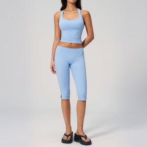 Completo Sportivo Due Pezzi da Donna, Color Block, Aderente, Asciugatura Rapida, Sollevamento Fianchi, Abbigliamento per Allenamento, Fitness e Yoga all'Aperto - Product Image 3