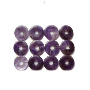 Pendentif Donut Améthyste Naturelle en Cristal Poli pour la Fabrication de Bijoux Reiki Énergie de Guérison Travail Style Feng Shui Sculpté - Product Image 2