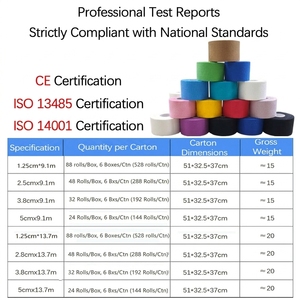 Bande de contention rigide multi-tailles en rayonne, ruban adhésif sportif à l'oxyde de zinc, non élastique, pour soutien des blessures à la <span class=keywords><strong>cheville</strong></span> et au genou, certifié CE ISO - Product Image 5