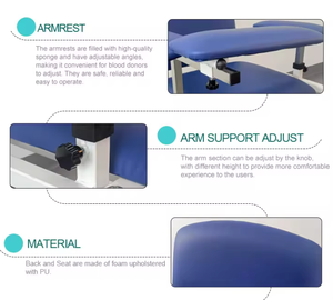 Chaire de prélèvement sanguin en Chine, donation de chaise de prélèvement sanguin de patient médical d'hôpital réglable - Product Image 2