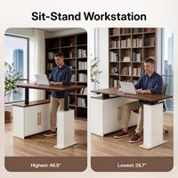 Bureau debout en forme de L, bureau assis-debout électrique réglable en hauteur avec tiroirs et armoire de rangement, bureau d'angle moderne cannelé