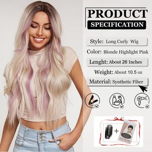 La fibre chimique <span class=keywords><strong>de</strong></span> soie à haute température est divisée en longues boucles blondes et roses à gradient simulé - Product Image 5