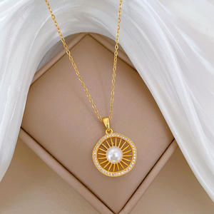 Luxury 18K <strong>Gold</strong> Plated Stainless Steel Full Diamond Pearl Hollow <strong>Bird</strong> <strong>Nest</strong> Fashion Jewelry Necklace for Women - Product Image 4