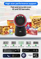 Escáner de Código de Barras de Escritorio JR T55 Nuevo, Escáneres Omnidireccionales, Lector de Códigos de Barras USB con Cable para Android, iOS, PC, para Librerías y Supermercados