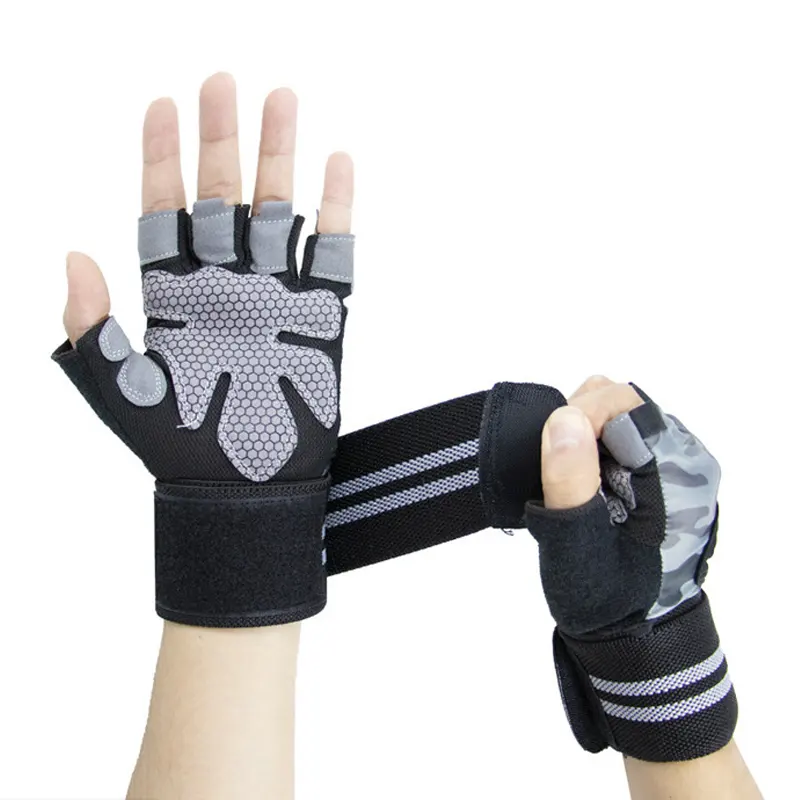 Weight Lifting Exercise Gloves Both Hand and Wrist Protection Gym Workout Gloves With Wrist Strap