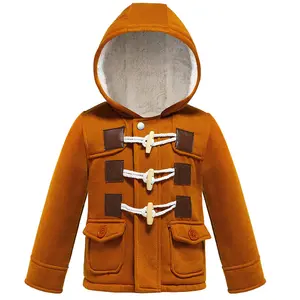 Baby Boys Jackets Autumn Winter Warm Cotton Kids Casual Zipper Three-breasted Buckle Hooded Coat 1-5 Year Old Kid Clothes