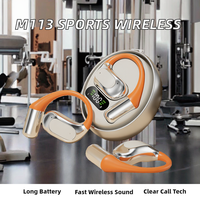 Tren Terbaru Earphone Nirkabel Olahraga M113 Putar LED BT 5.4 Panggilan Suara HD Terjemahan AI Daya Tahan Lama Suara HiFi ENC IPX5 Tahan Air