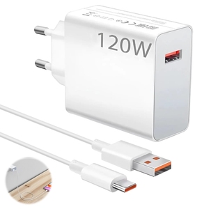หัวชาร์จเทอร์โบสำหรับ Xiaomi 120W ปลั๊ก EU 120W อะแดปเตอร์ USB 120W เทอร์โบชาร์จเร็วสำหรับ Xiaomi 15 14T 13 12T 11T - Product Image 1