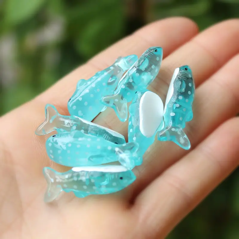 Tubarão Azul transparente, tamanho S, ofício da resina Modelo Figuras de Animais Em Miniatura para DIY Fada Do Jardim Da Paisagem Do Mar Mini Figuras