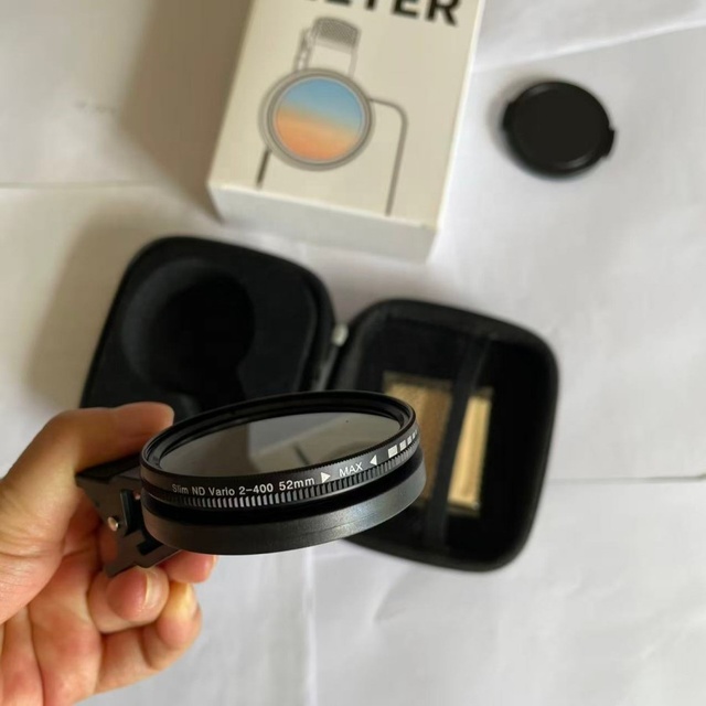 52mm Variable ND Filter ND2-400 Adjustable Neutral Density Lens Filter for Phone
