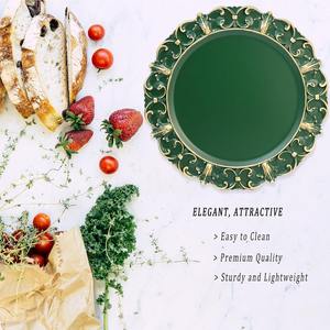 Platos Base Decorativos Verdes Personalizados de Plástico para Platos de Cena, Fiestas, Bodas, Acción de Gracias, Navidad - Product Image 5