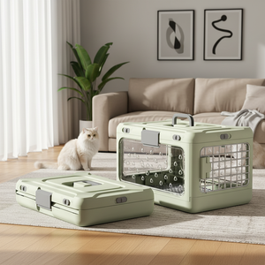 Cage de <span class=keywords><strong>transport</strong></span> pliable et écologique à quatre roues pour <span class=keywords><strong>animaux</strong></span> de compagnie, vente en gros <span class=keywords><strong>d</strong></span>'usine, transporteur en plastique pour chats, pour <span class=keywords><strong>avion</strong></span> et usage extérieur - Product Image 1
