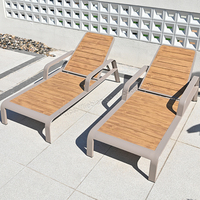 Ensemble de bistrot d'extérieur 1 table 2 chaises avec cadre en alliage d'aluminium et dessus de table en WPC meubles de jardin de patio imperméables et antisoleil