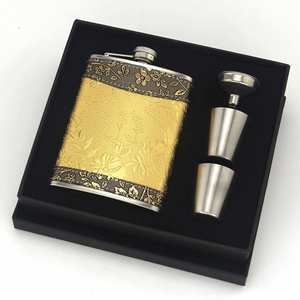 Thickened Leather <b>Whiskey</b> Flask <b>Set</b> with Shot <b>Glass</b> and Funnel Stainless Steel Hip Flask <b>Gift</b> <b>Set</b> - Product Image 3