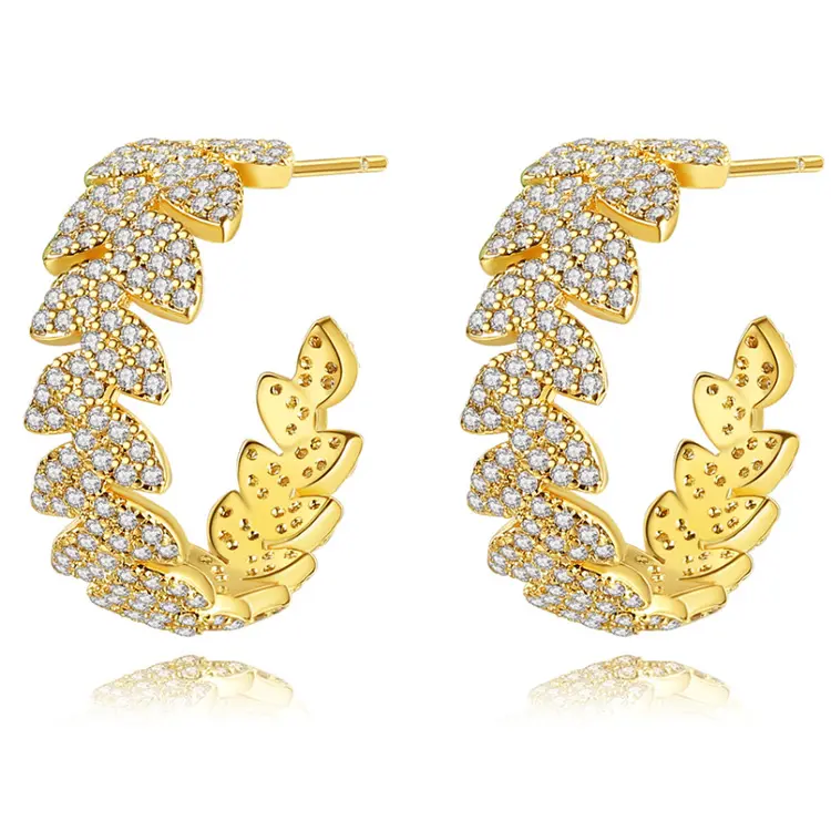Cigaoni Yiwu 2023 Popular Cute Zircon Hoop Stud Earrings Gold Plated Piecing Jewelry For Women For USA Market