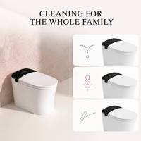 Ensemble WC intelligent électrique avec bidet intégré, entièrement automatique, en céramique, à siphon en S, allongé, télécommandé, avec abattant chauffant