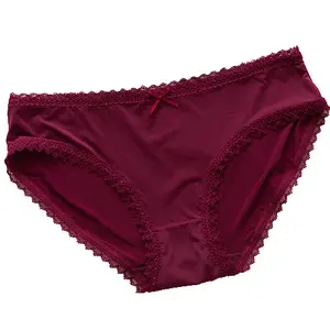 OEM Service Style Women Panties Pure Colour Underwear High Quality Lace Bikini for Women Adults Knitted Plain Dyed Support