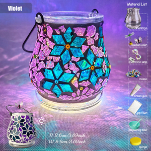 Kit de fabrication de lanterne en mosaïque DIY, porte-<span class=keywords><strong>bougie</strong></span> en verre fait main avec lumière <span class=keywords><strong>LED</strong></span>, ensemble d'artisanat artistique parent-enfant pour la décoration de table à la maison - Product Image 6