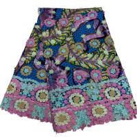Nouvelle Arrivée 2026 Tissu Imprimé Wax Africain Sable Doré avec Bordure en Dentelle Florale 3D, Matière Coton Ankara Colorée pour Fête de Mariage