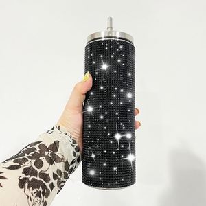 Double Wall Stainless Steel Tumblers <b>Drinking</b> Coffee Water Travel Beer Rhinestone Tumbler with <b>Straw</b> - Product Image 2